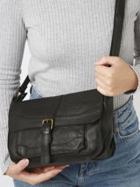 Cross Body Tas Cow Leder Basilic pepper Zwart cow BCOW60-vue-porte